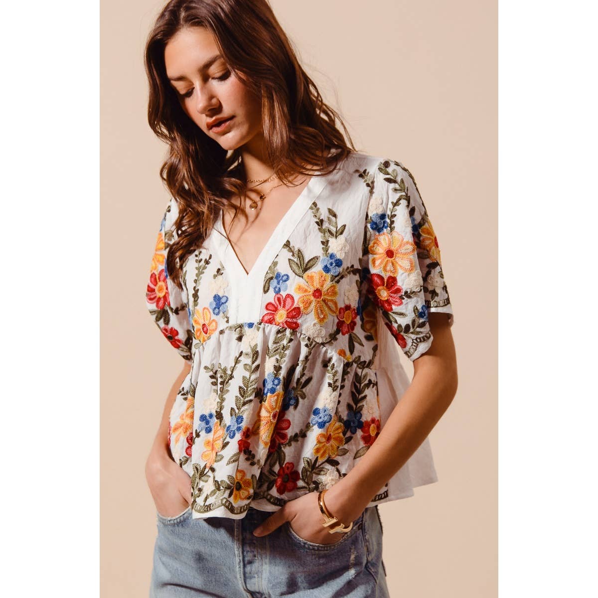 Becca Floral Embroidered Top