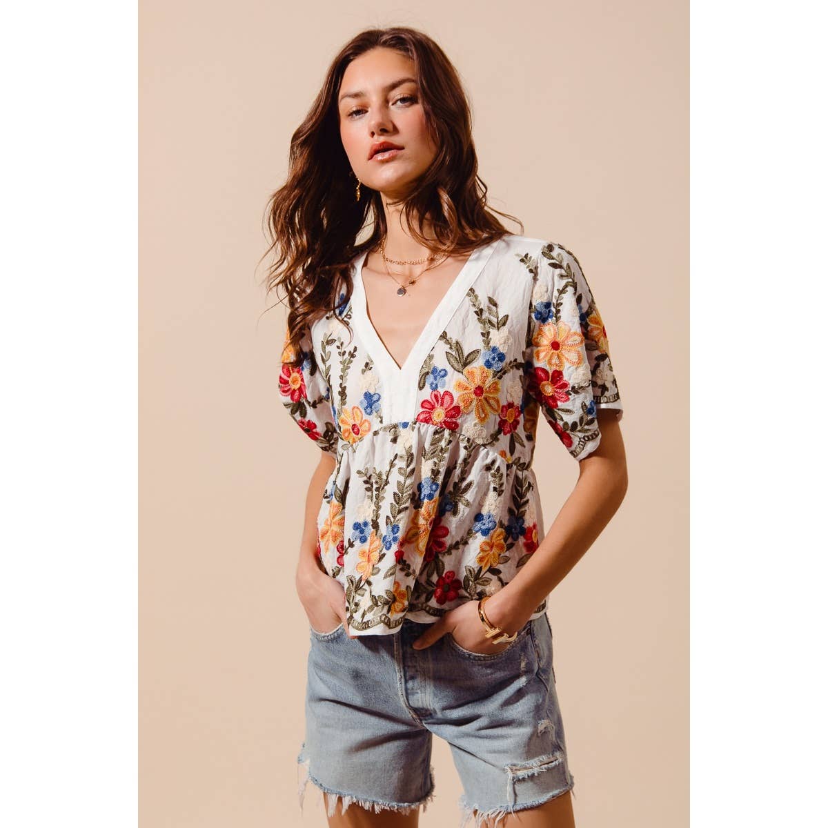 Becca Floral Embroidered Top