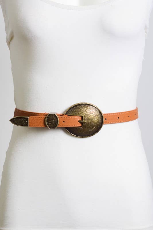 Oval Embossed Vintage Buckle Belt