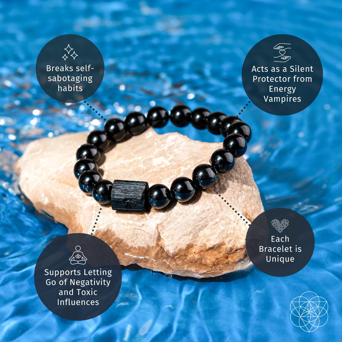 Black Obsidian & Tourmaline Release Bracelet