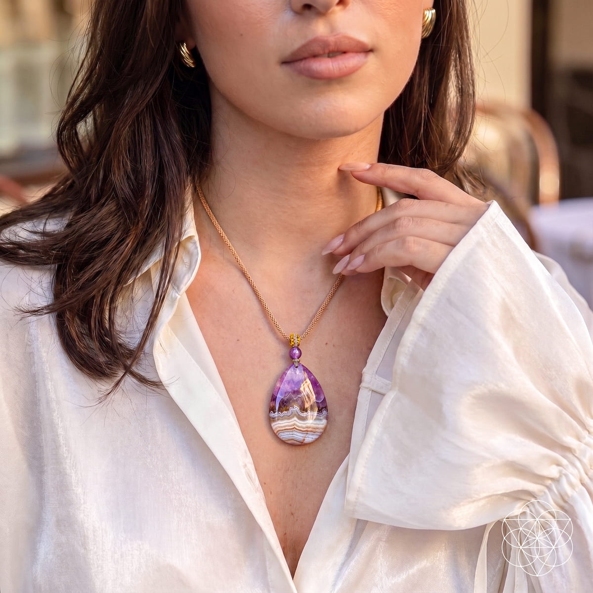 Amethyst & Crazy Lace Agate Pendant