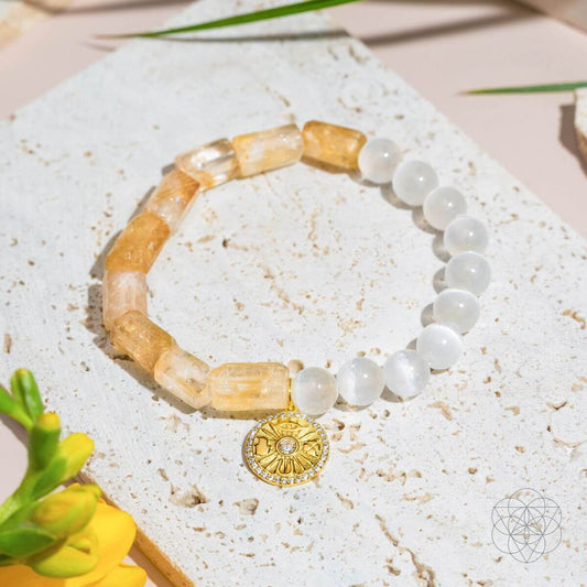 Citrine & Selenite Good Luck Charm Bracelet