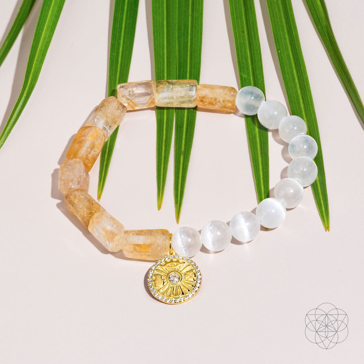 Citrine & Selenite Good Luck Charm Bracelet