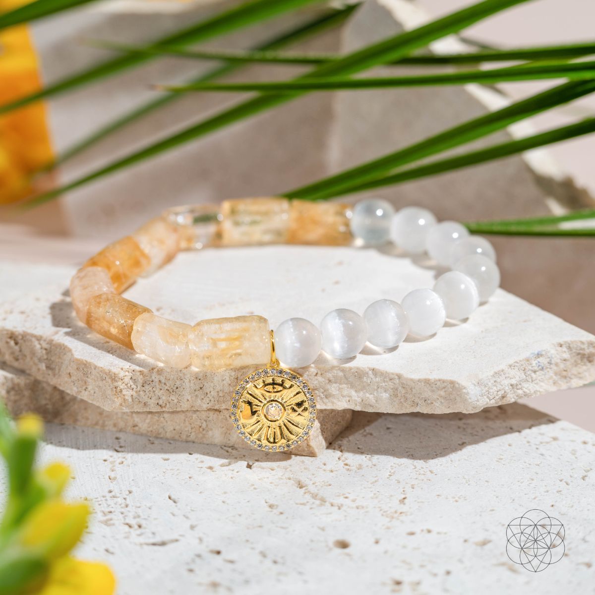 Citrine & Selenite Good Luck Charm Bracelet