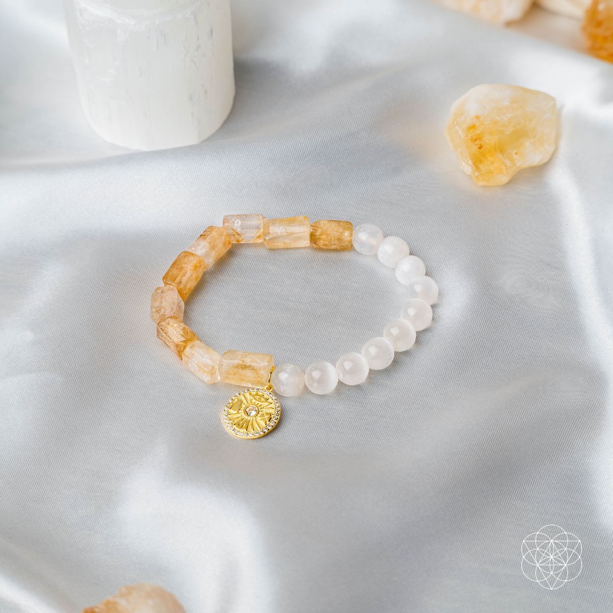 Citrine & Selenite Good Luck Charm Bracelet