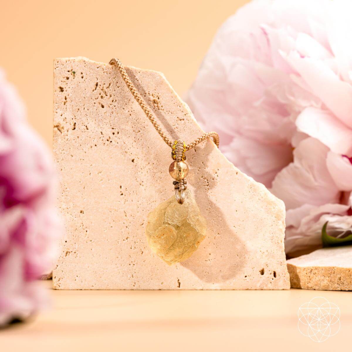 Libyan Desert Glass & Citrine Pendant