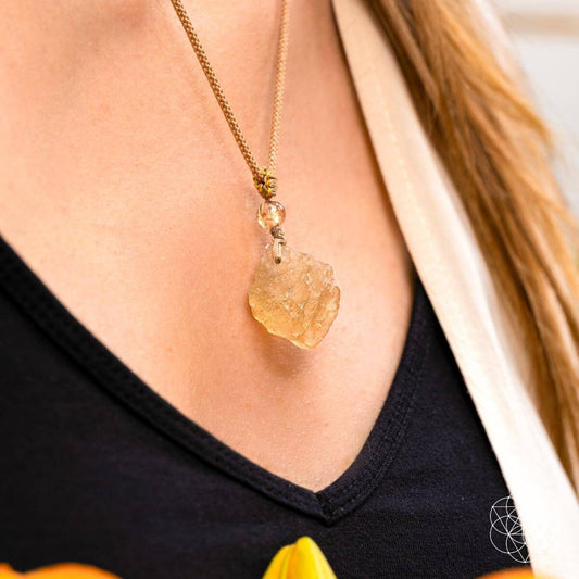Libyan Desert Glass & Citrine Pendant