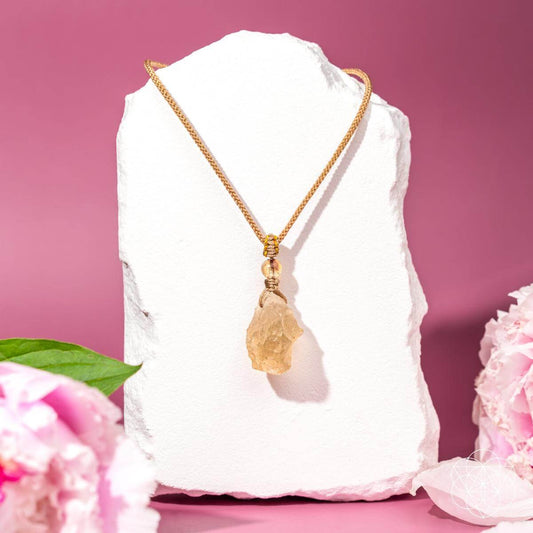 Libyan Desert Glass & Citrine Pendant
