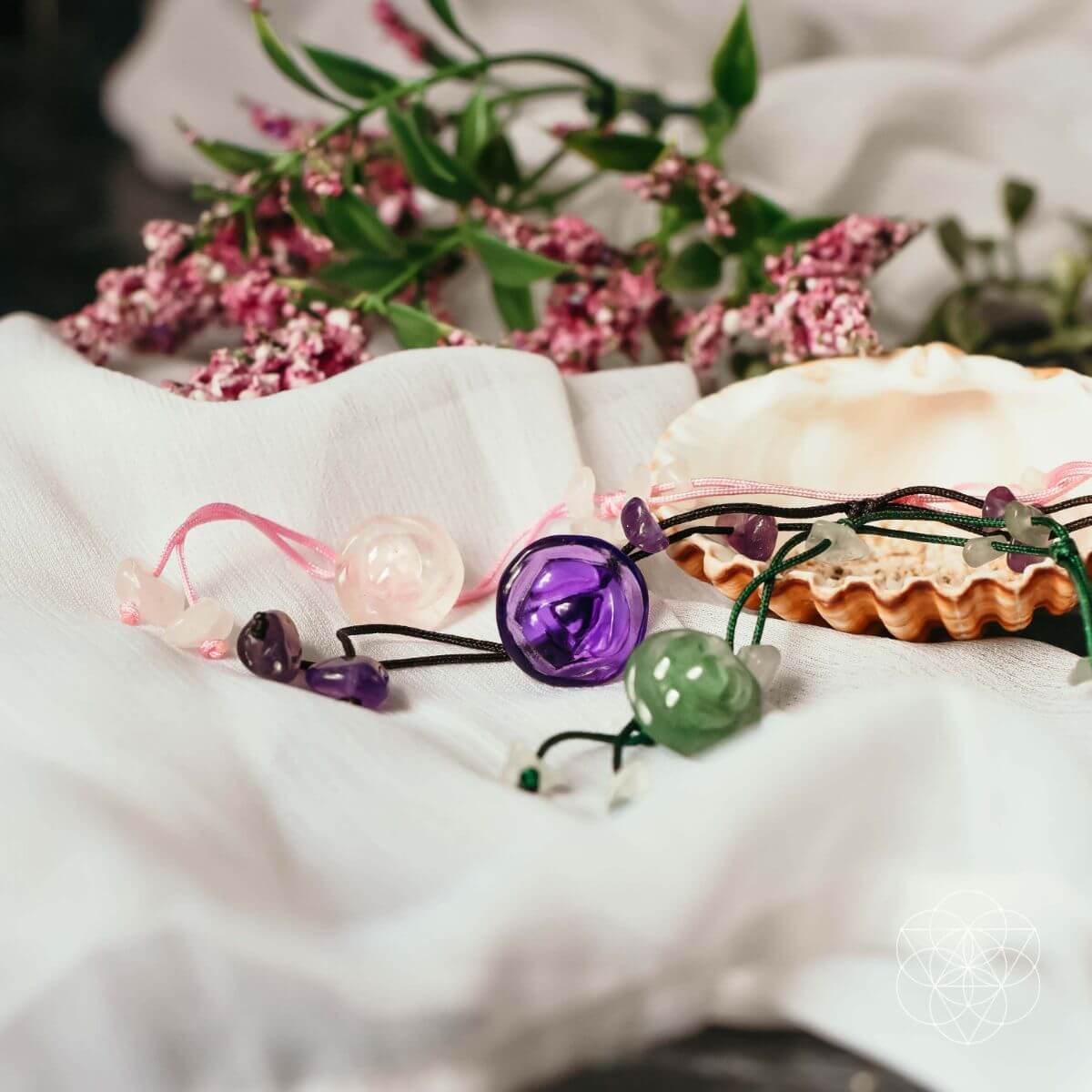 Rose Quartz, Aventurine & Amethyst Crystal Anklet