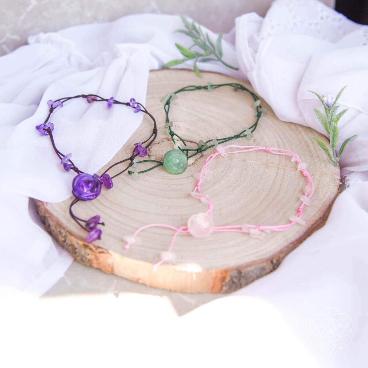 Rose Quartz, Aventurine & Amethyst Crystal Anklet