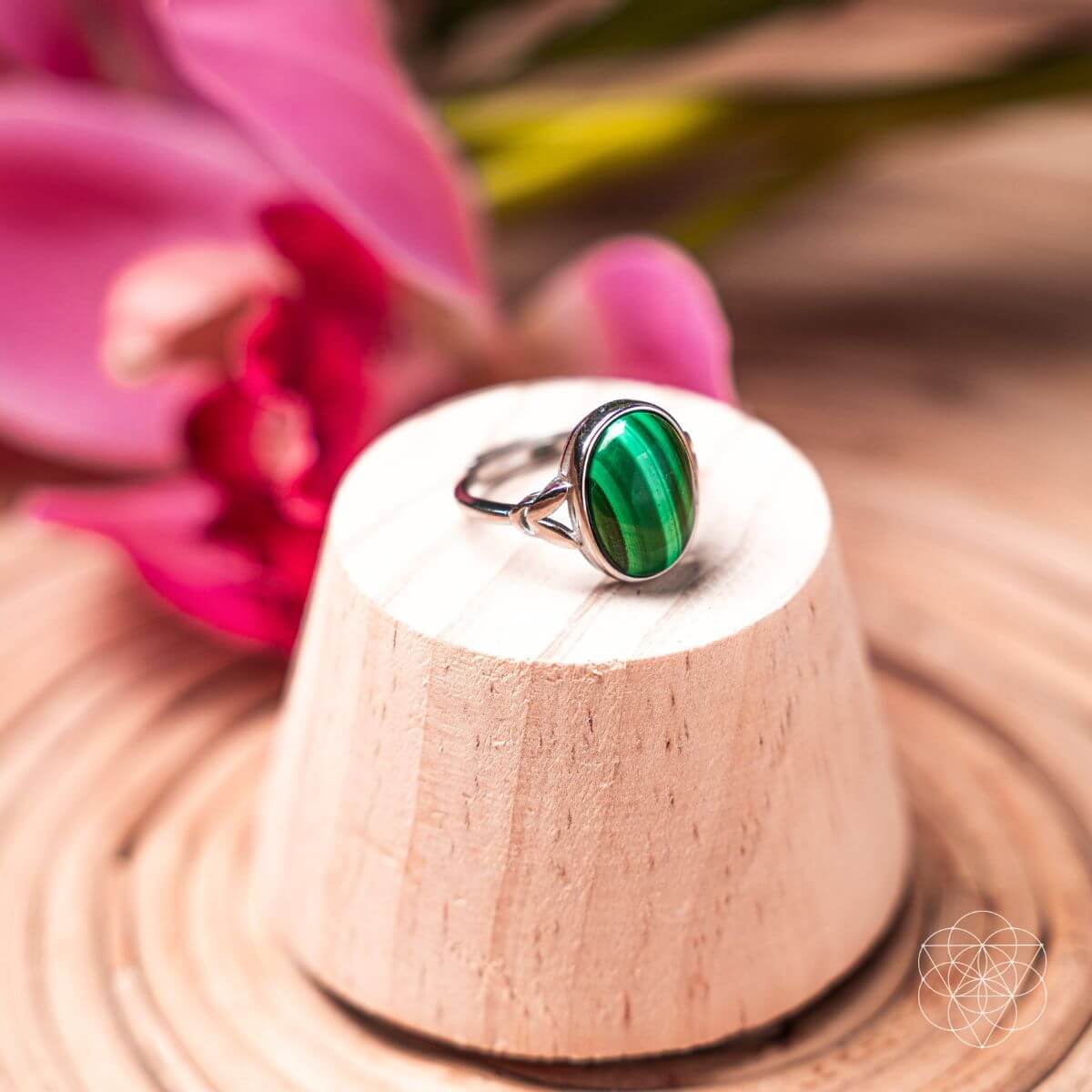 Malachite Adjustable Heart Ring