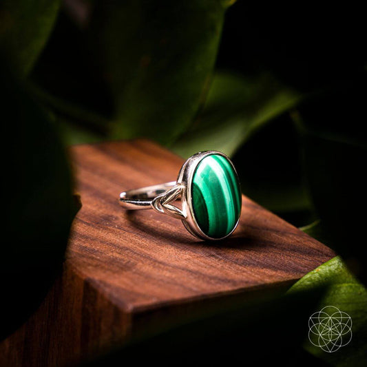 Malachite Adjustable Heart Ring