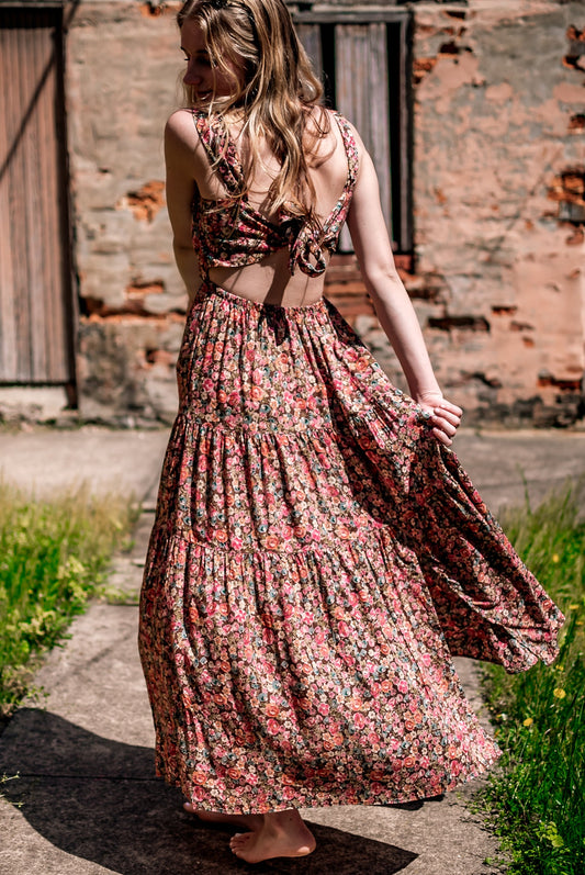 Donna Floral Tie-Back Maxi Dress